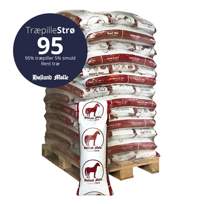 Højlund TræpilleStrø 95 i 16kg sække, 832kg pr. palle | Frit leveret
