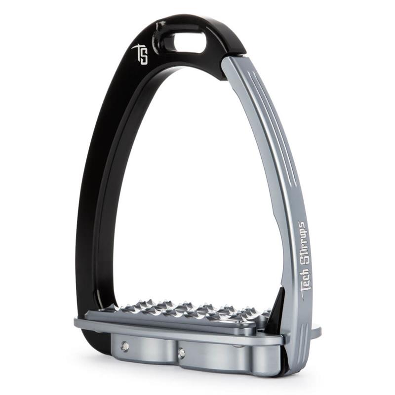 Tech Stirrups Venice Sloped Evo spring stigbøjle | Sort/Titanium str. 38+