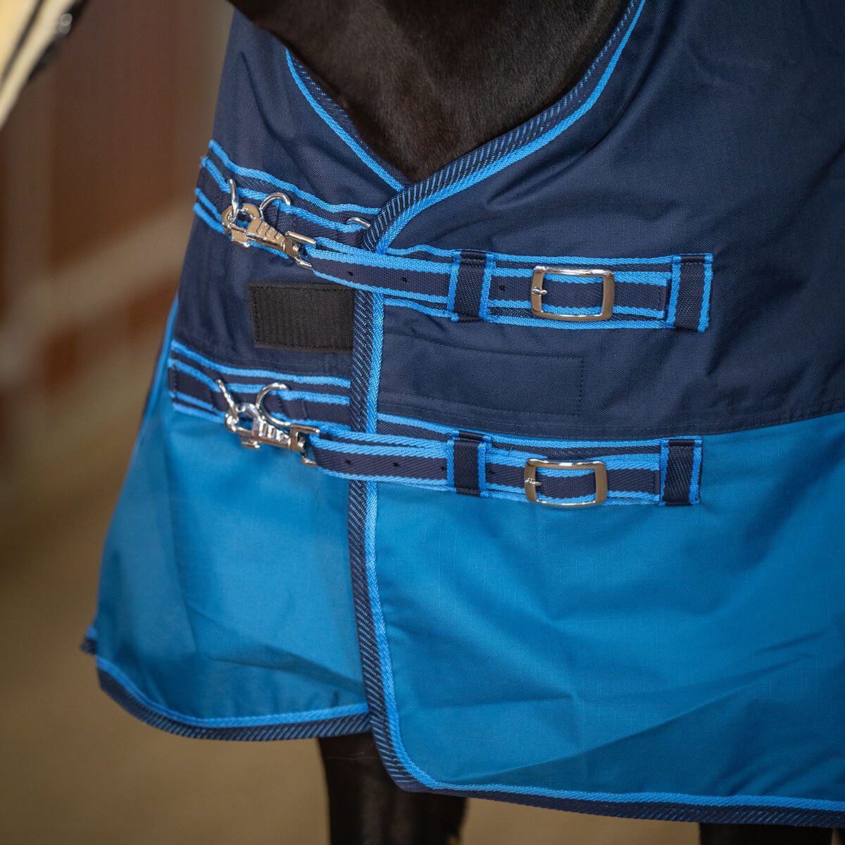 Kinnerup Classic regndækken 0G m. fleecefoer | Navy og Ocean Blue