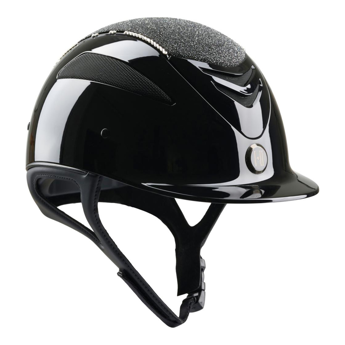 OneK Defender Pro ridehjelm glossy | Sort m. Swarowski pipe og glitter top str. 1