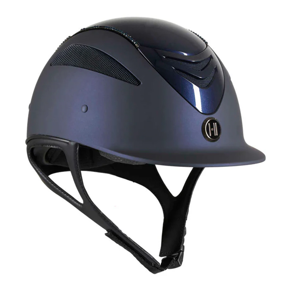 OneK Defender Pro ridehjelm matt | Navy m. Swarowski pipe og glossy top str. 1