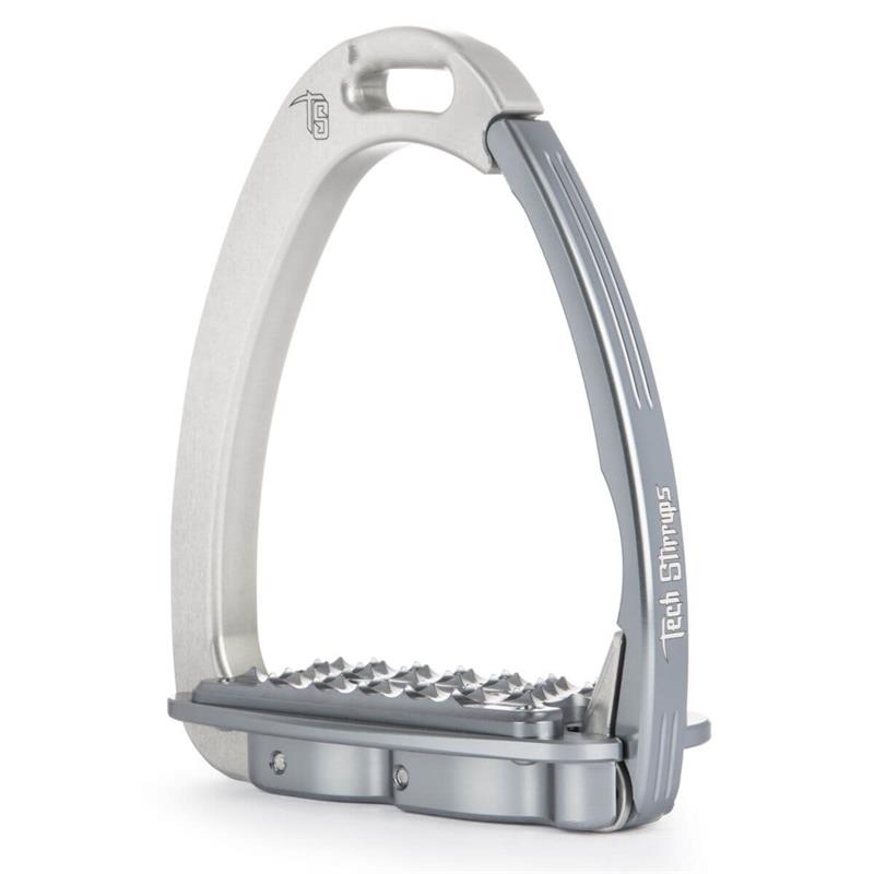 Tech Stirrups Venice Sloped Evo spring stigbøjle | Sølv/Titanium str. 38+