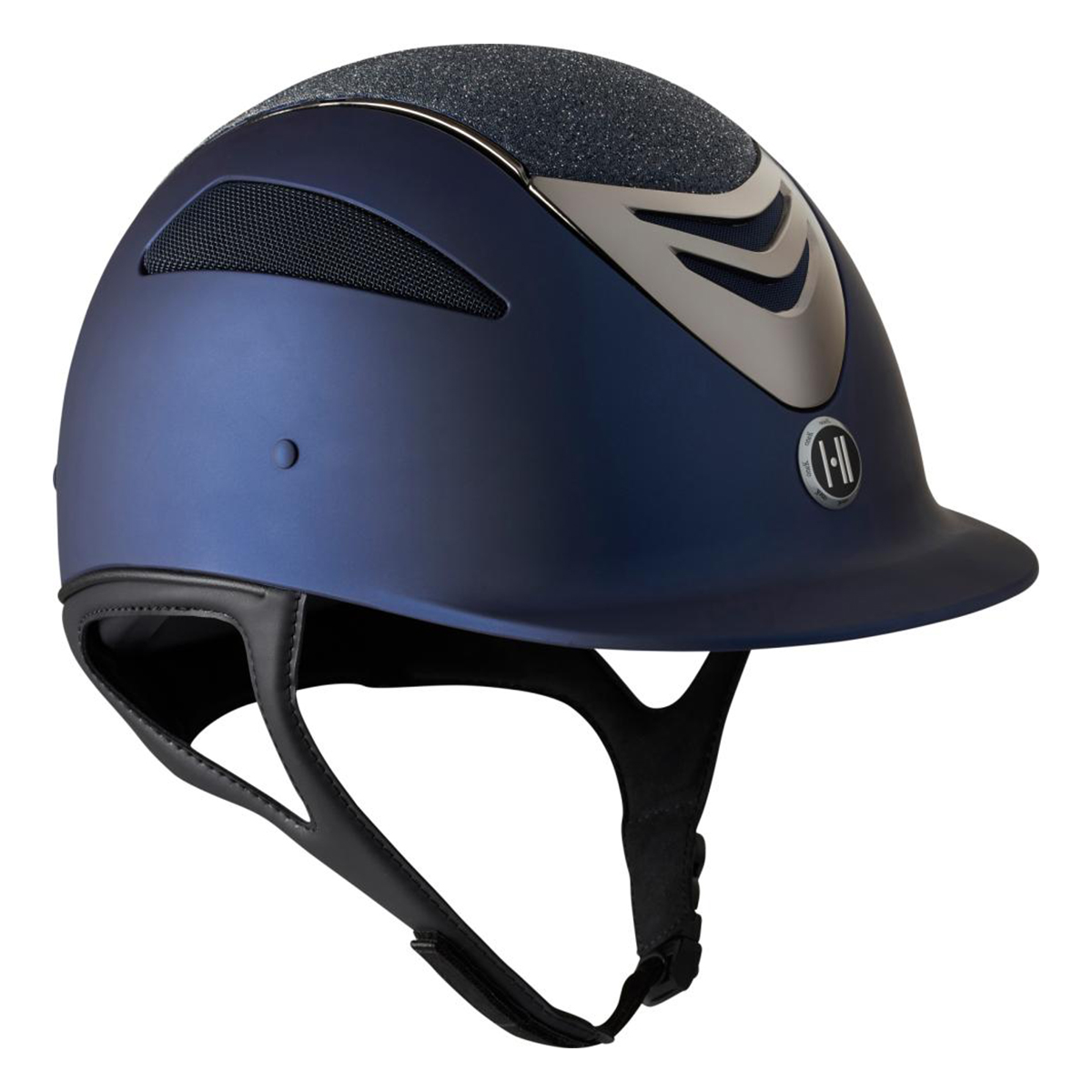 OneK Defender Pro ridehjelm matt | Navy m. chrome pipe og glitter top str. 0