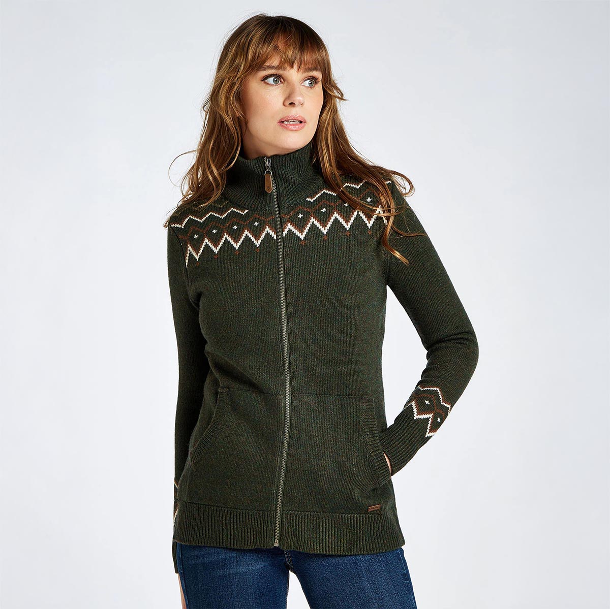 dubarry balbriggan cardigan med lynlås olive V 160100565 01