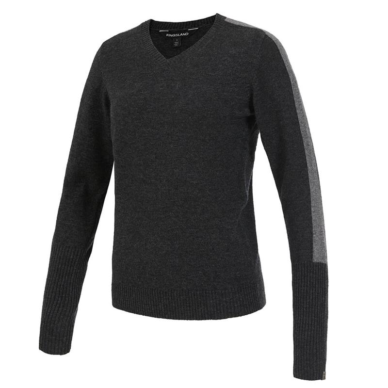 Kingsland Fia strik m. v-hals | Charcoal Melange