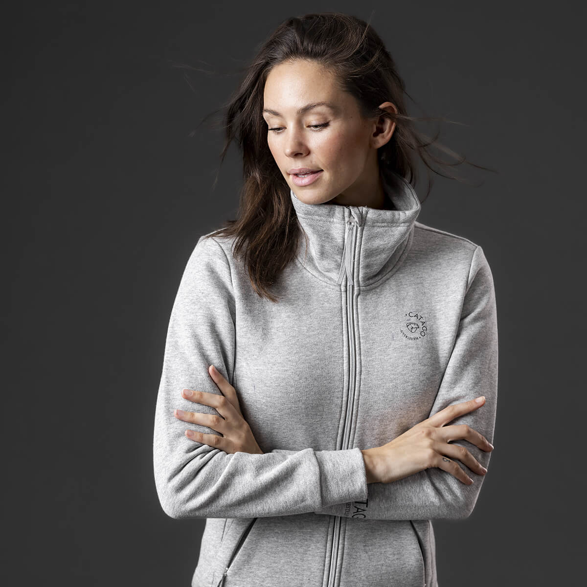 CATAGO Benja zip cardigan Graa Melange V 300011018 01